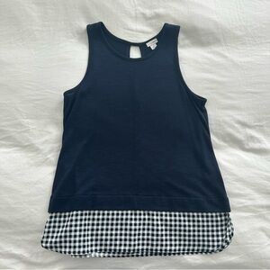 J. Crew Navy and Black Gingham Tank Top